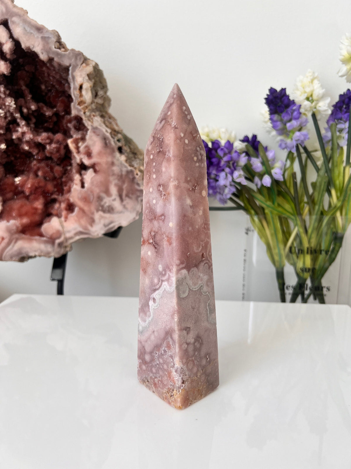 Pink Amethyst Crystal Tower, Self Standing Point (604g)