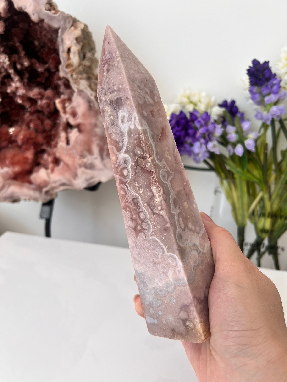 Pink Amethyst Crystal Tower, Self Standing Point (604g)