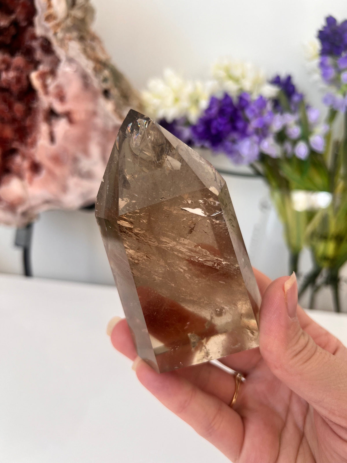 Natural Smokey Citrine Tower, Brazil Crystal Point