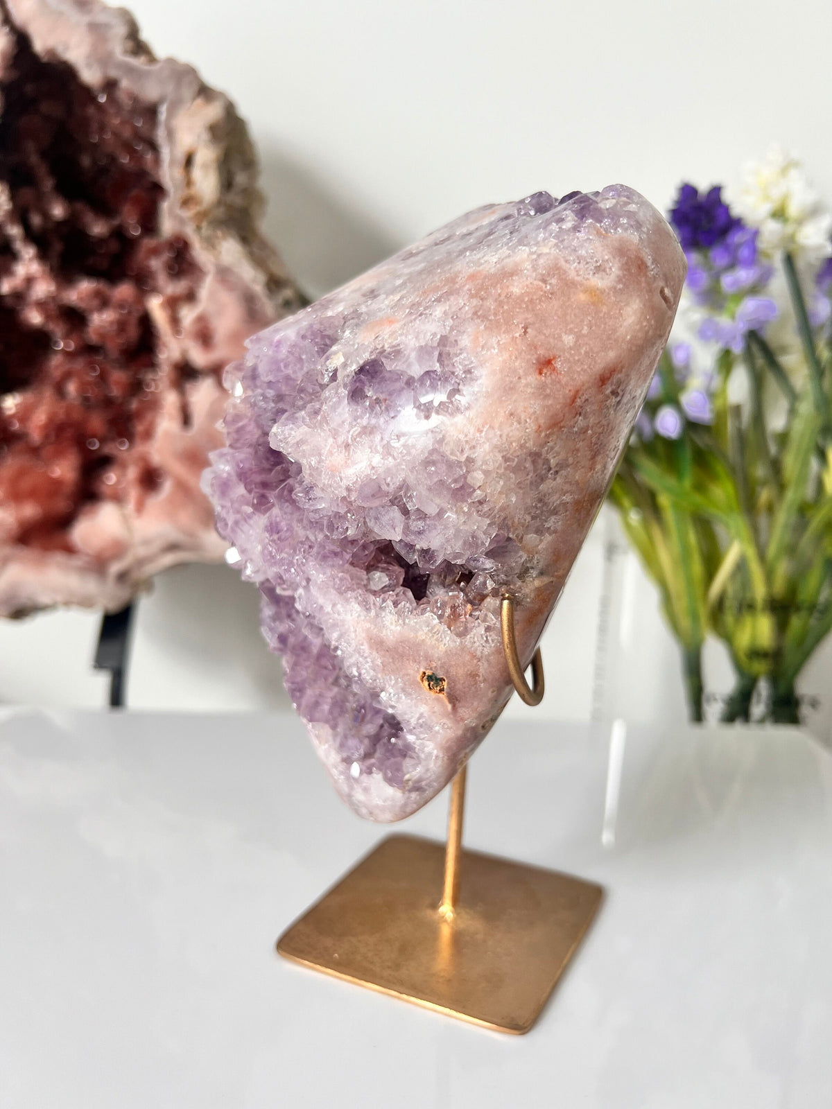Pink Amethyst Crystal Freeform on Stand