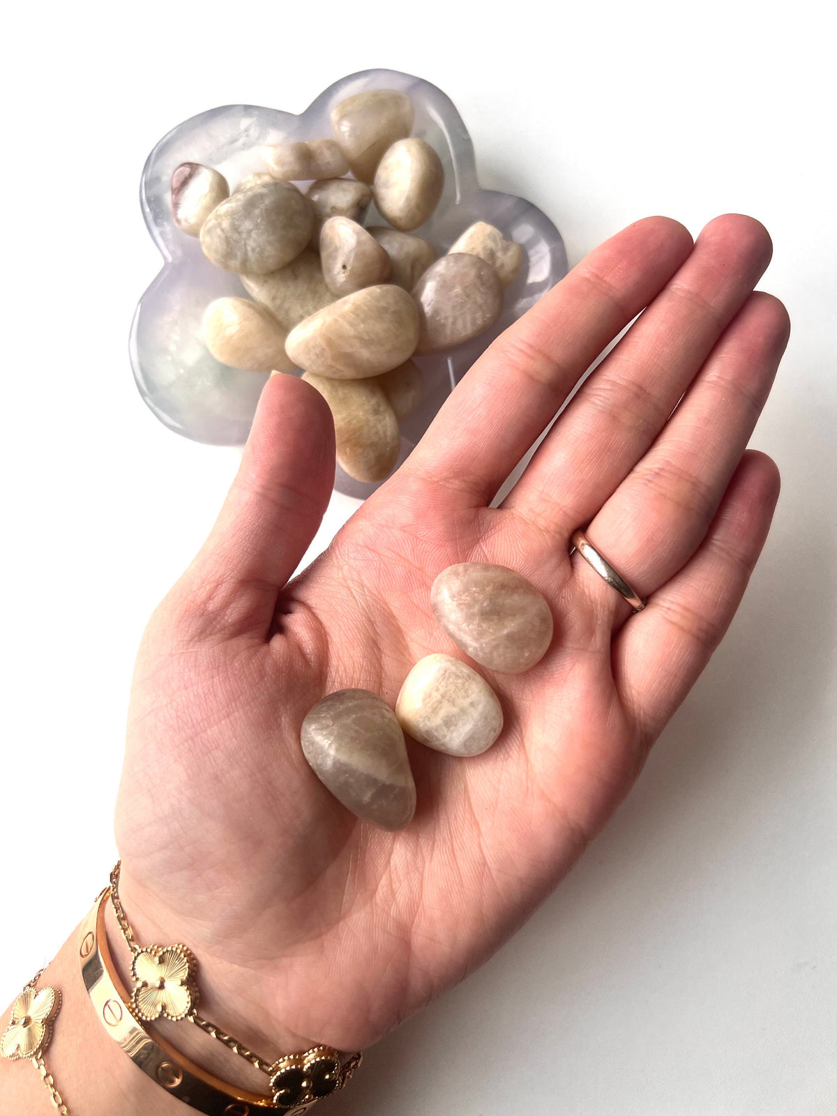 White Moonstone Tumbled Stones, Crystal Healing