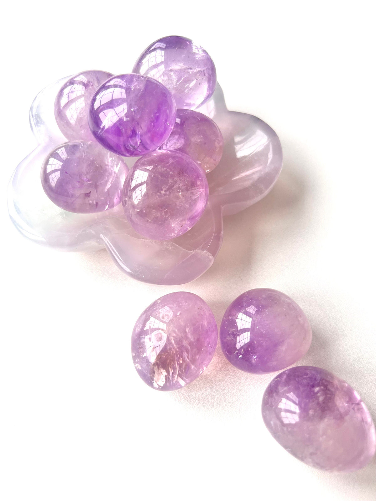 Gemmy Tumbled Amethyst Crystals, Some Smokey (34mm)