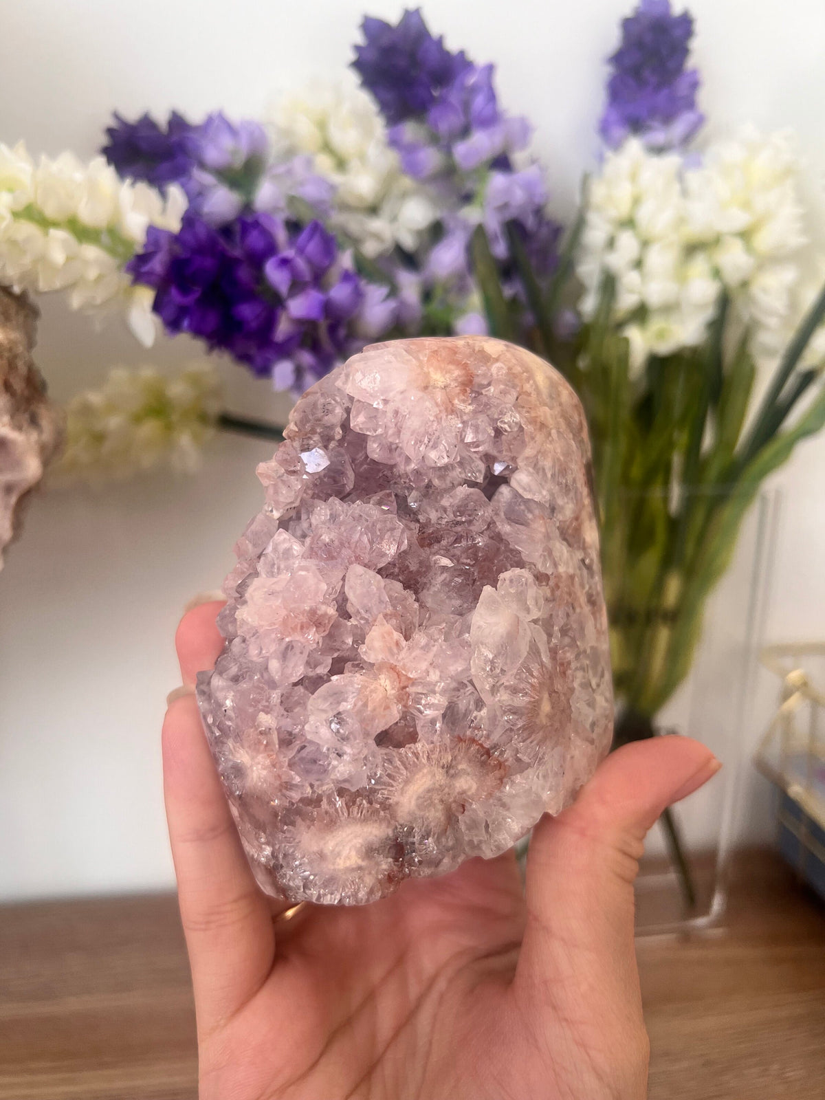 Pink Amethyst Freeform Crystal with Flower Formations