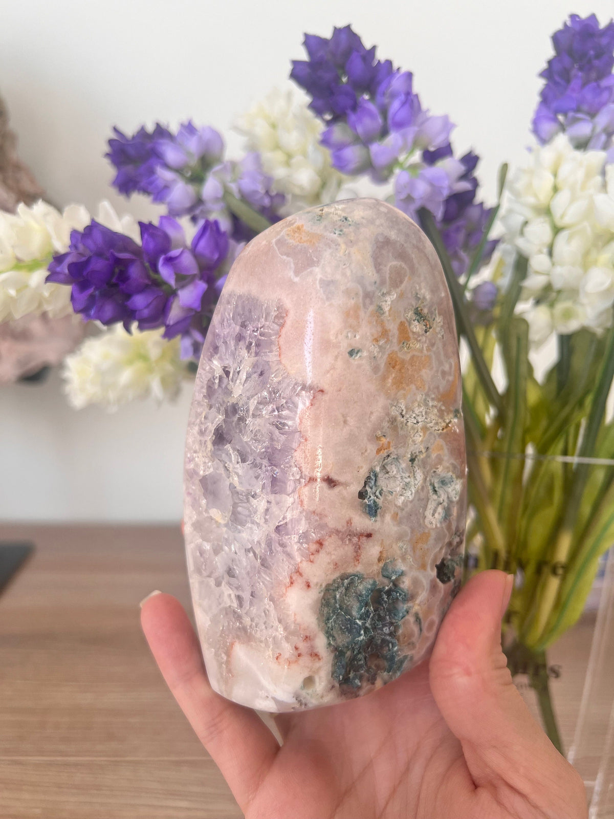 Pink Amethyst Freeform Crystal - Quartz Detail, Self Standing