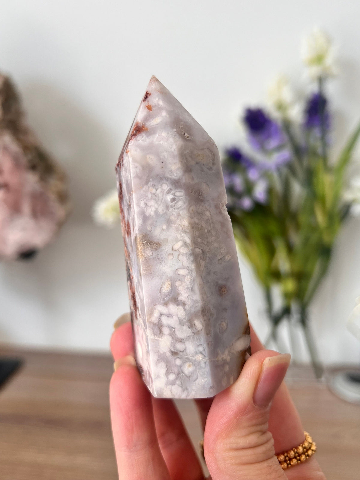 Pink Amethyst Tower, Flower Agate Crystal Point