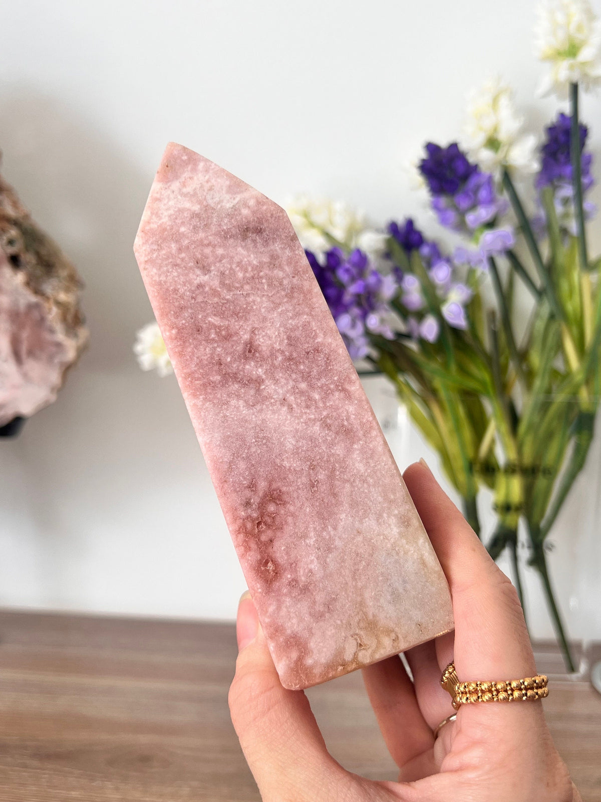 Drusy Pink Amethyst Crystal Point Tower