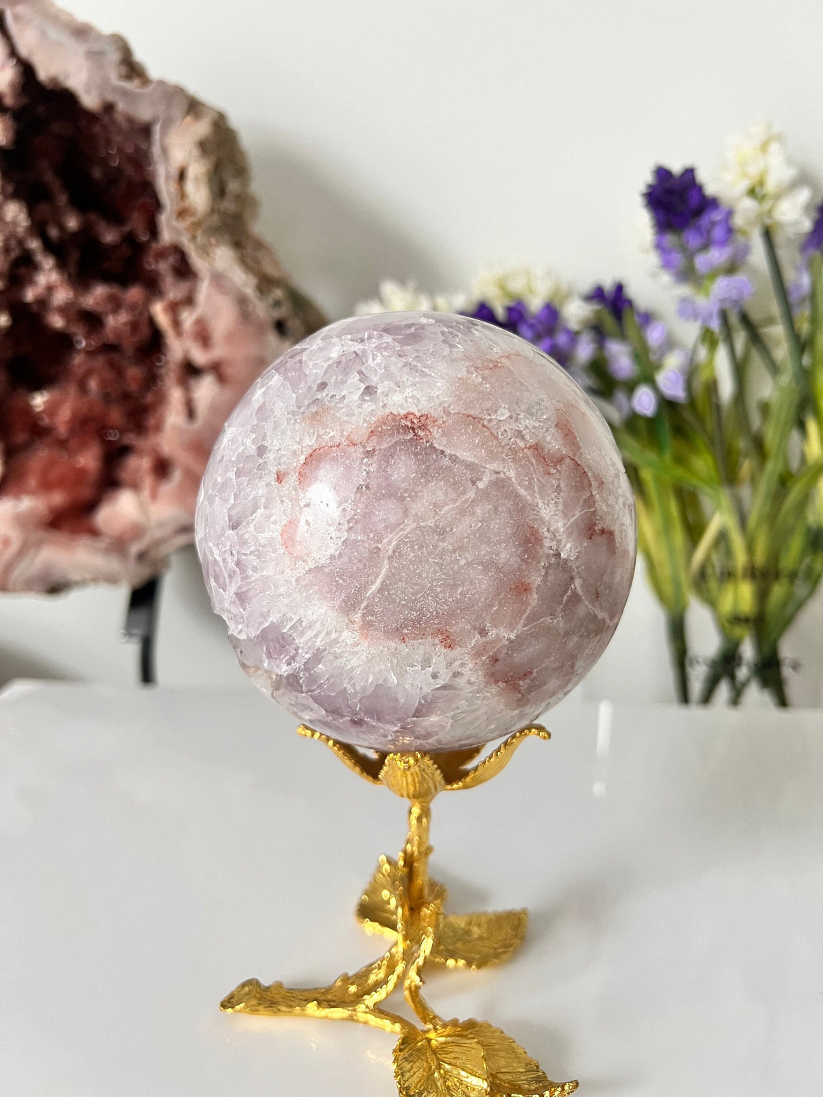 Drusy Pink Amethyst Sphere, Quartz Crystal (1516g)