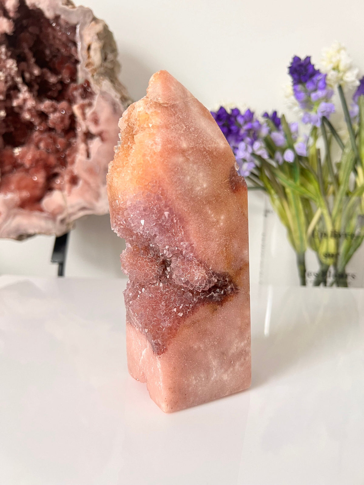 Drusy Pink Amethyst Tower, Statement Crystal Point (772g)