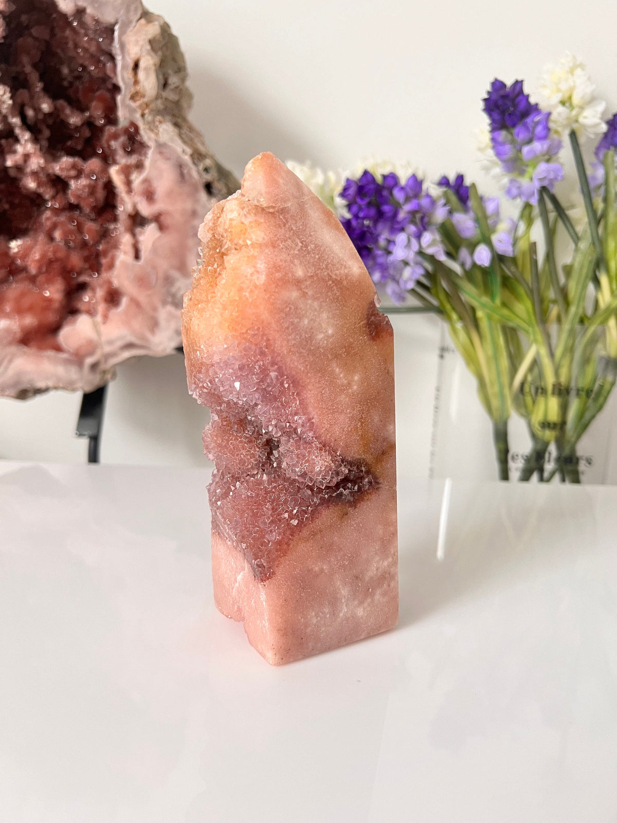 Drusy Pink Amethyst Tower, Statement Crystal Point (772g)