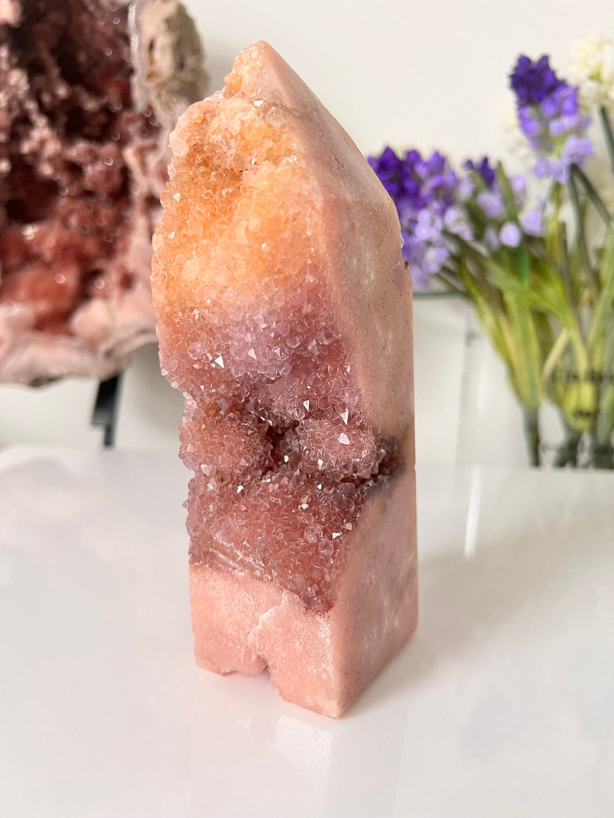 Drusy Pink Amethyst Tower, Statement Crystal Point (772g)
