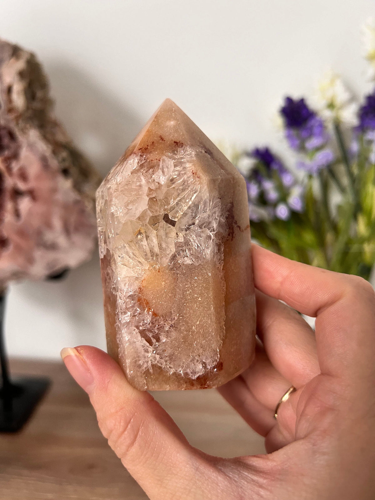 Quartz Pink Amethyst Crystal Tower - Self Standing
