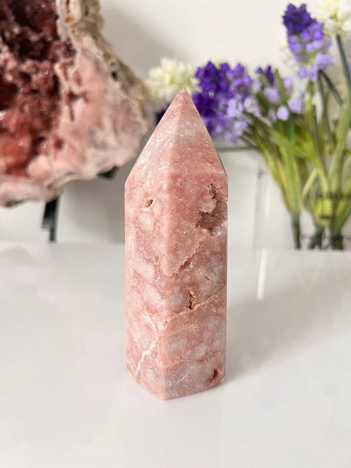 Pink Amethyst Tower with Drusy Pockets