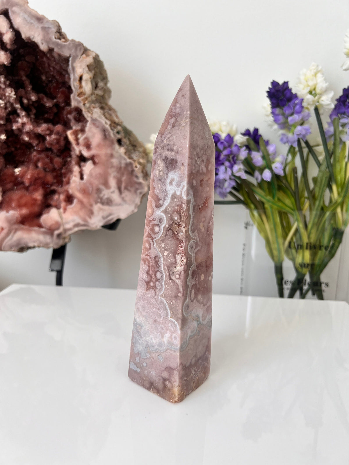 Pink Amethyst Crystal Tower, Self Standing Point (604g)