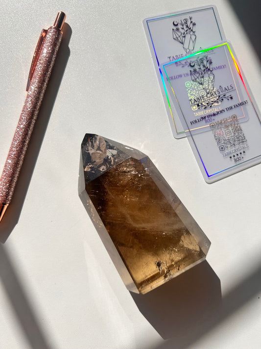 Natural Smokey Citrine Tower, Brazil Crystal Point