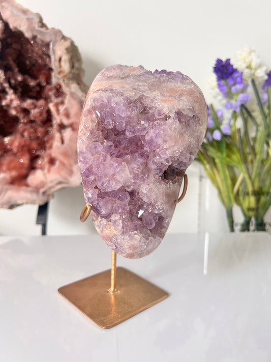 Pink Amethyst Crystal Freeform on Stand