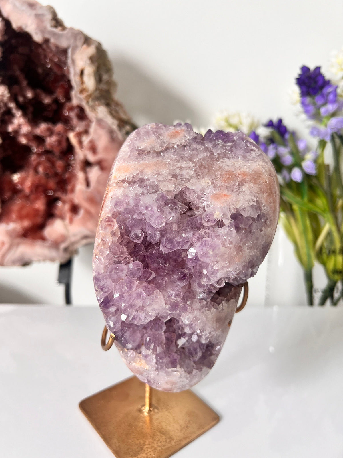 Pink Amethyst Crystal Freeform on Stand