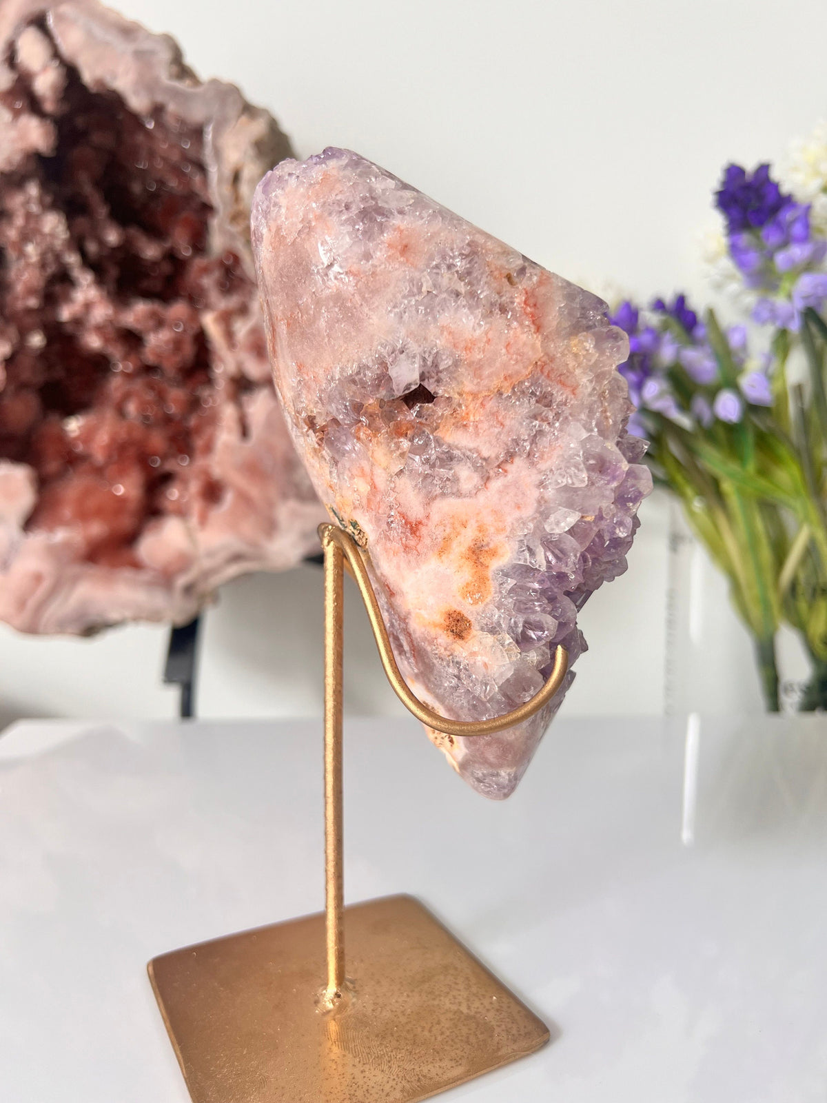Pink Amethyst Crystal Freeform on Stand