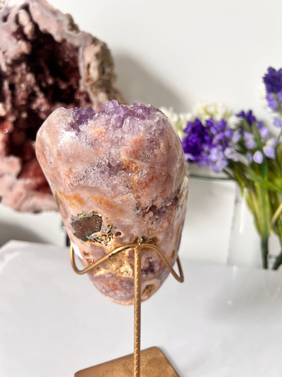 Pink Amethyst Crystal Freeform on Stand