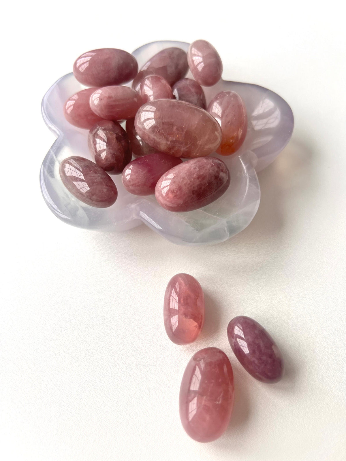 Lavender Rose Quartz Tumbled Stones, Crystal Eggs
