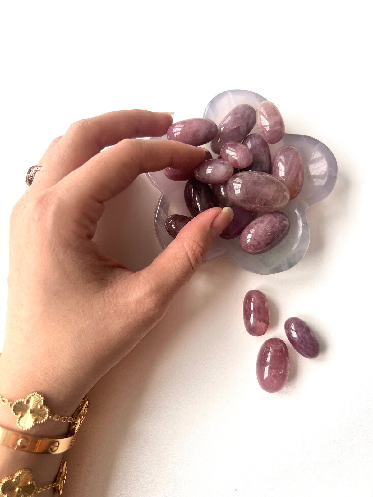 Lavender Rose Quartz Tumbled Stones, Crystal Eggs