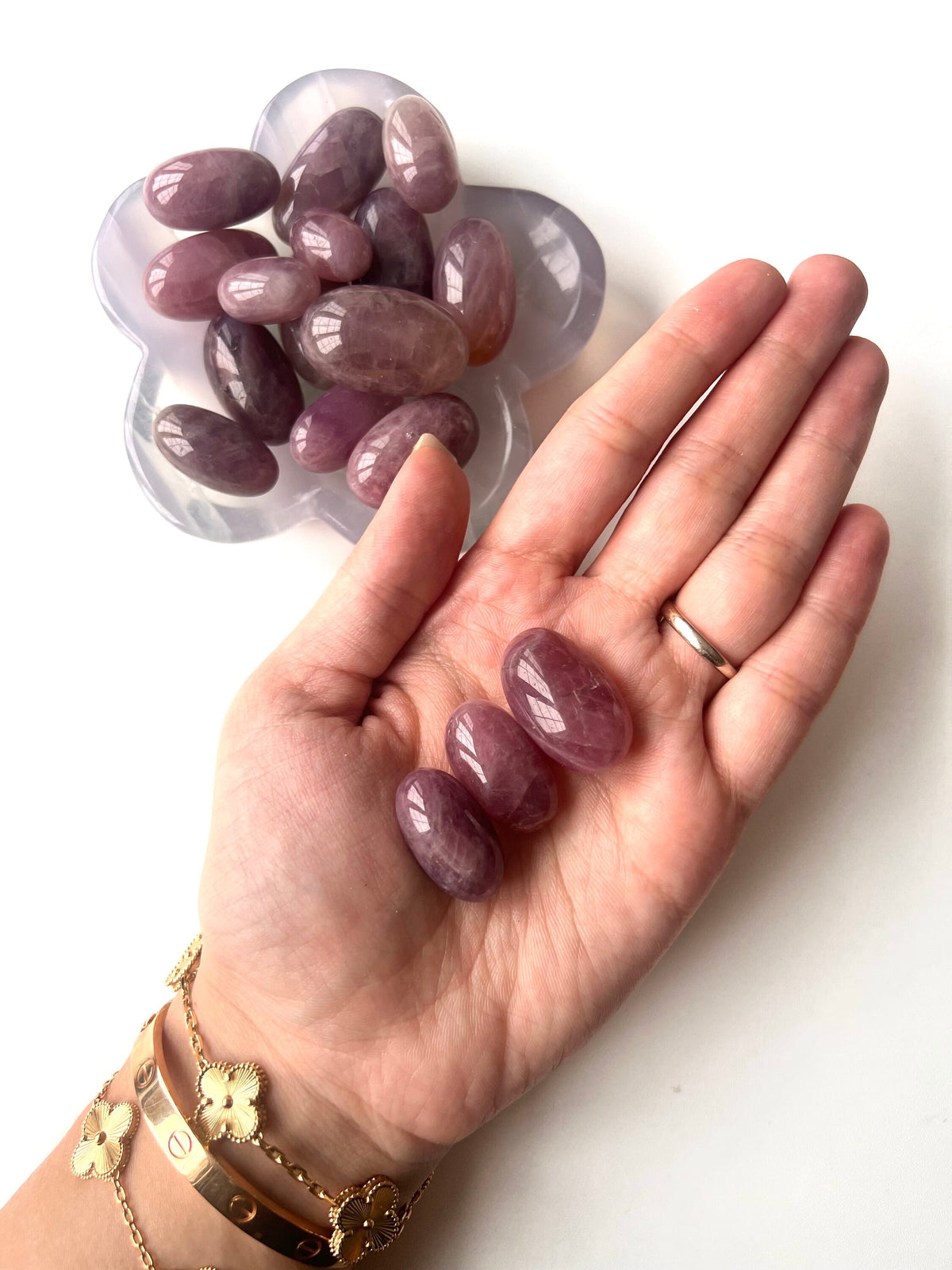 Lavender Rose Quartz Tumbled Stones, Crystal Eggs