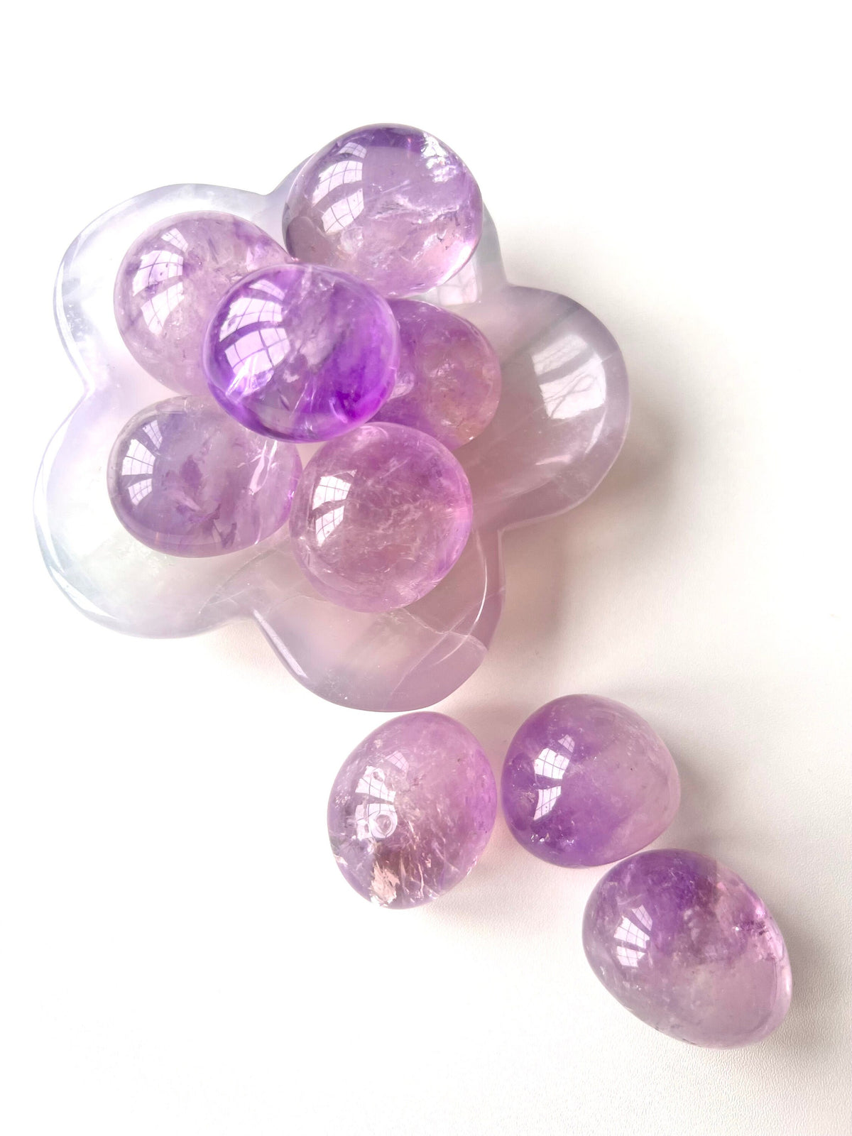 Gemmy Tumbled Amethyst Crystals, Some Smokey (34mm)