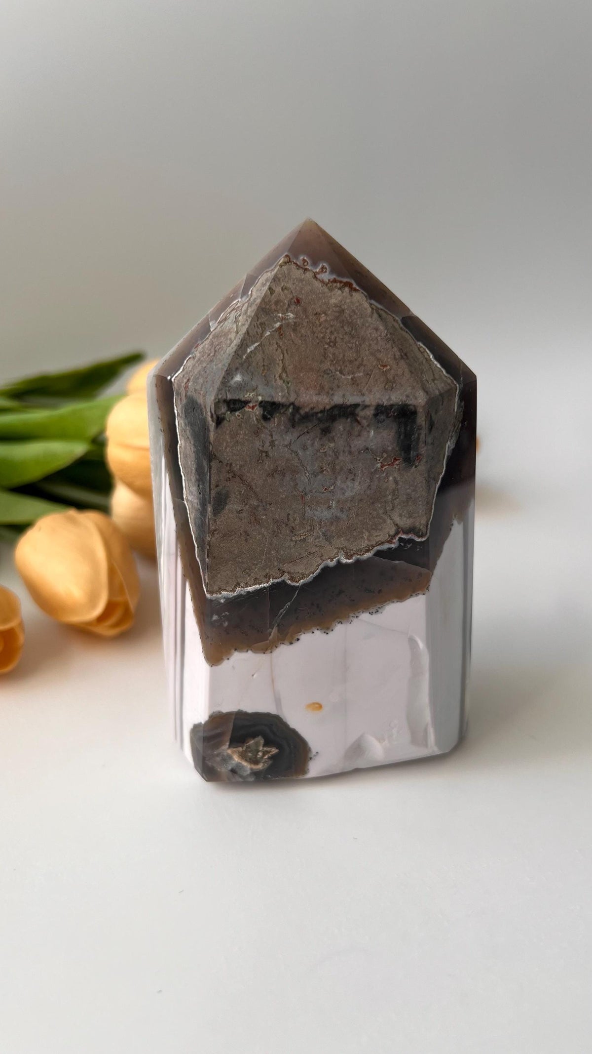 Natural Drusy Amethyst Tower with Orca Agate