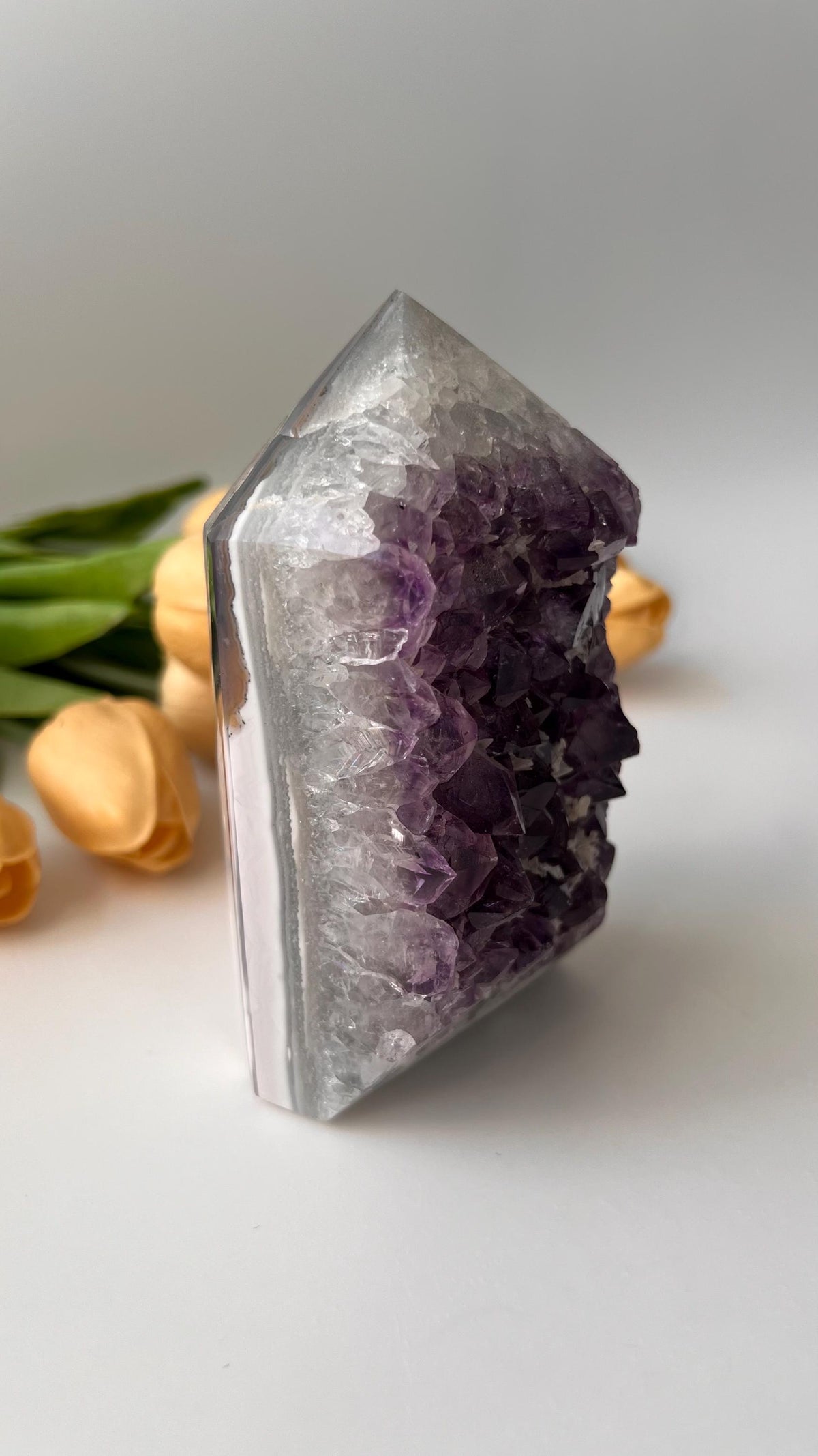 Natural Drusy Amethyst Tower with Orca Agate
