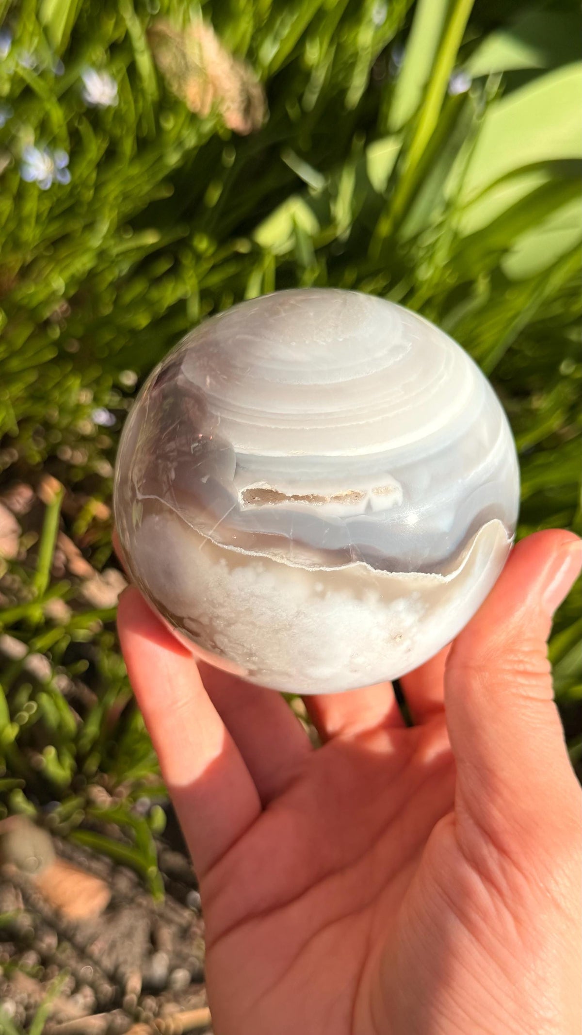 Flower Agate Sphere Crystal – Planet Pattern Home Decor
