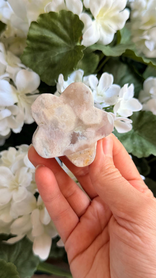 Flower Agate Carving Crystal Tower, Polished Gemstone Sculpture