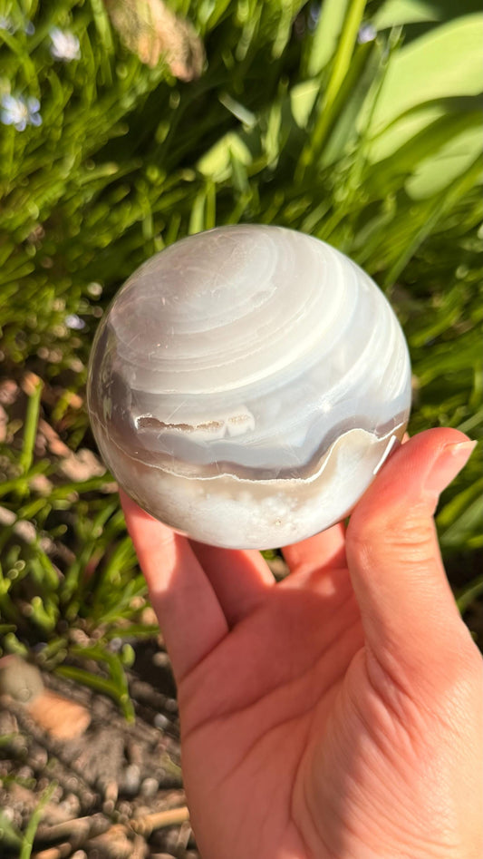 Flower Agate Sphere Crystal – Planet Pattern Home Decor