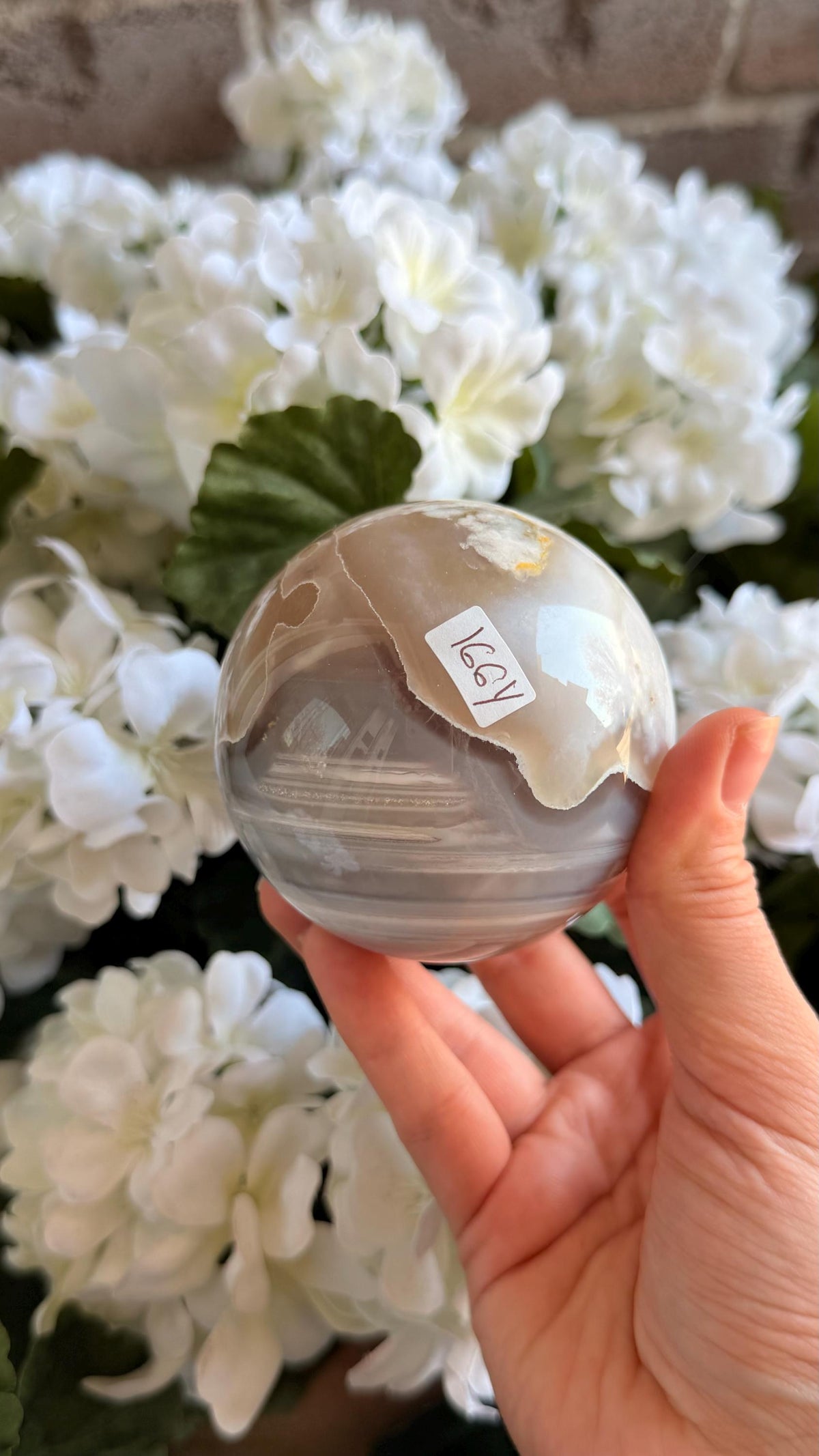 Flower Agate Sphere Crystal – Planet Pattern Home Decor