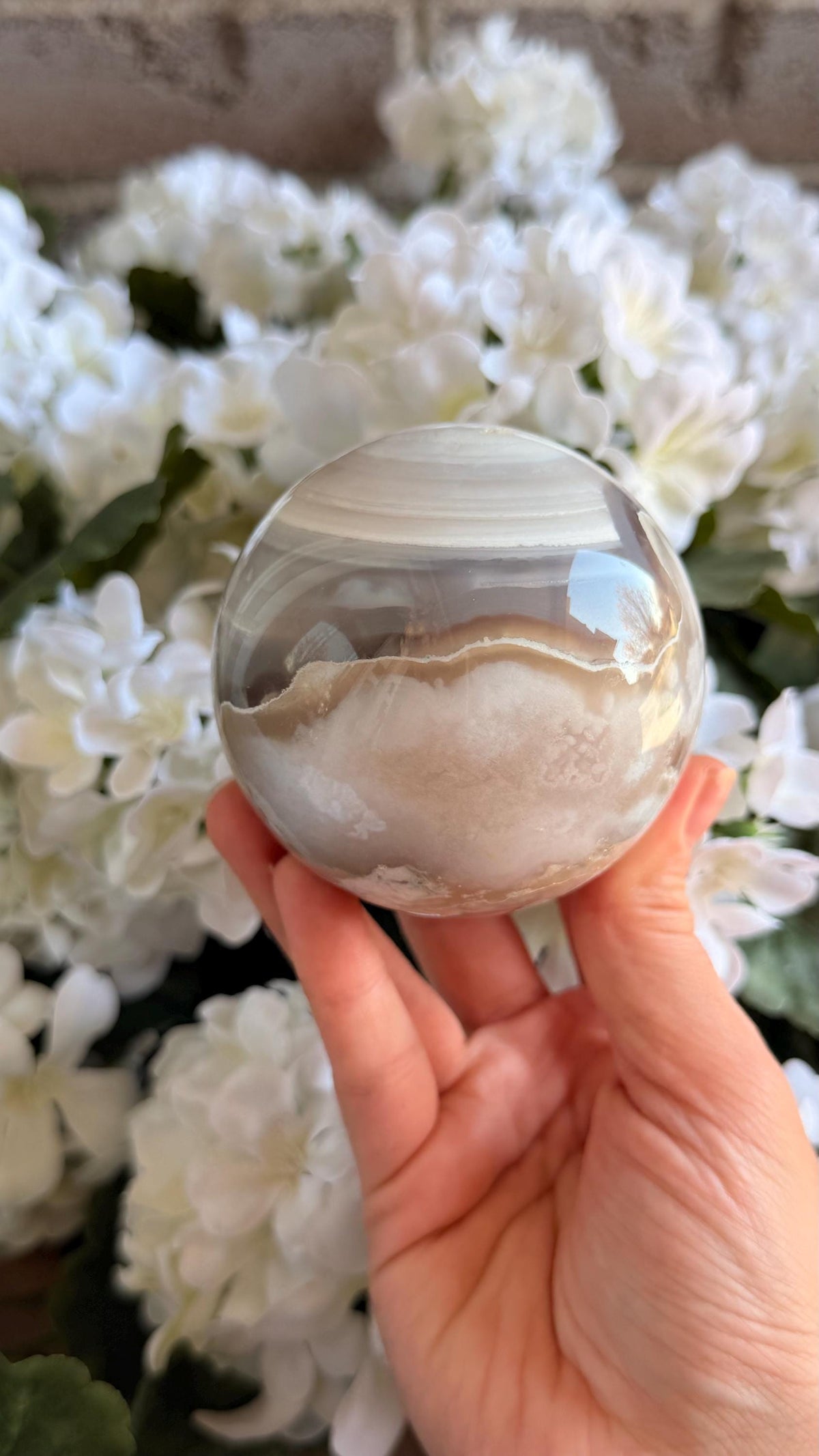 Flower Agate Sphere Crystal – Planet Pattern Home Decor