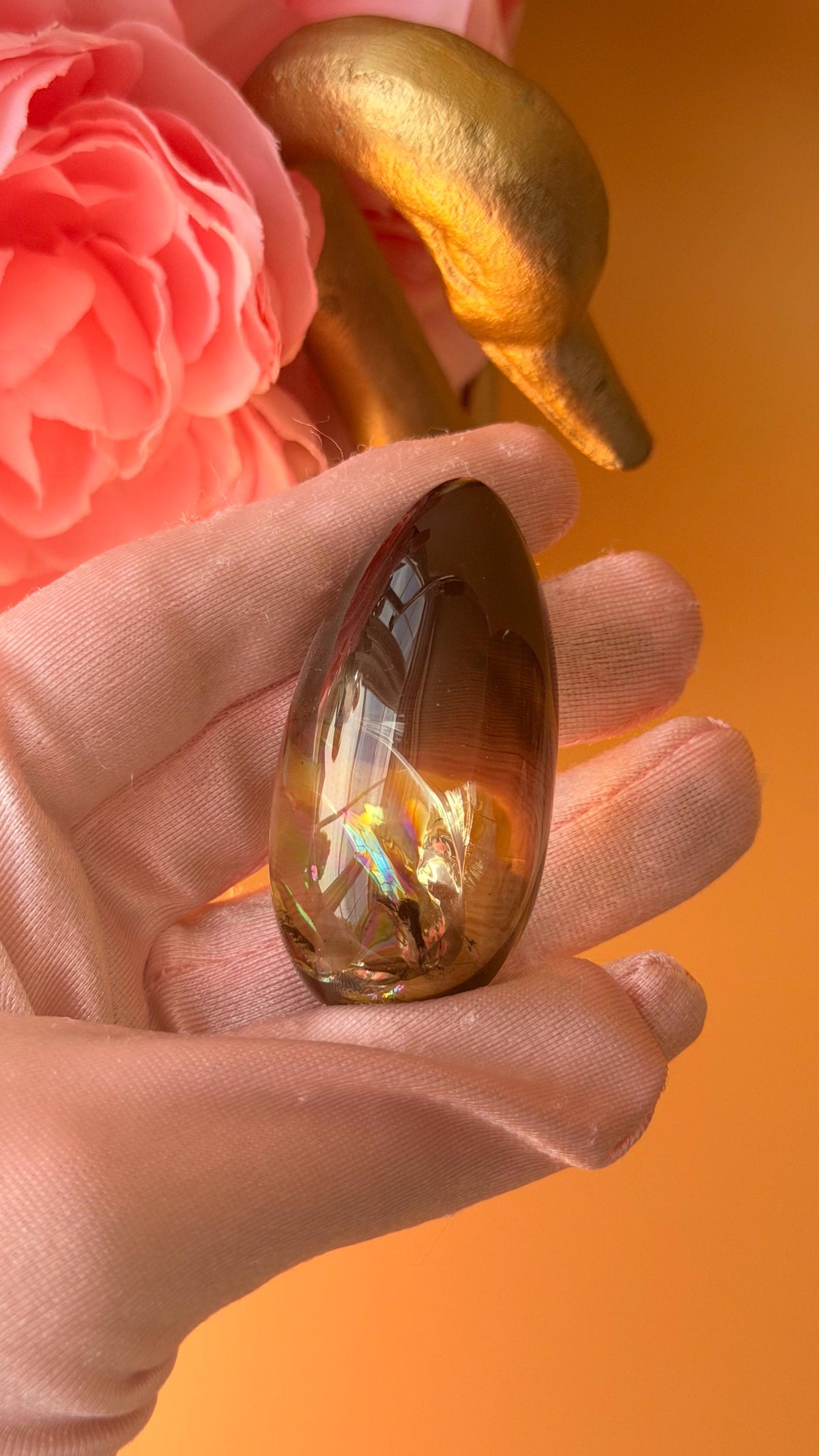 Rainbow Phantom Smokey Quartz Egg (57x29mm) – Multi-Layered Phantoms, Exceptional Clarity