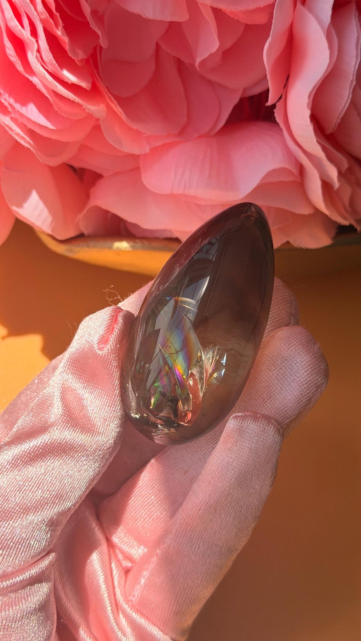 Rainbow Phantom Smokey Quartz Egg (57x29mm) – Multi-Layered Phantoms, Exceptional Clarity
