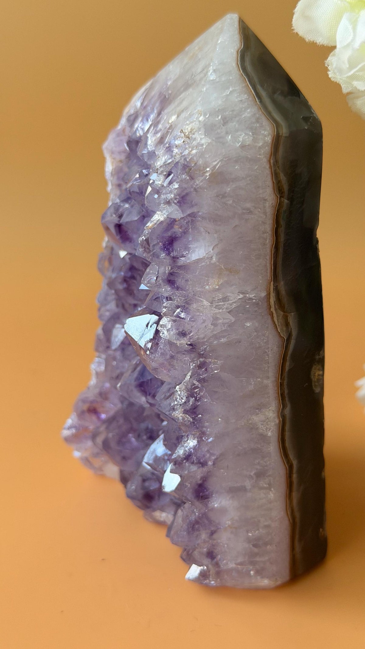 Gemmy Drusy Amethyst Tower with Orca Agate
