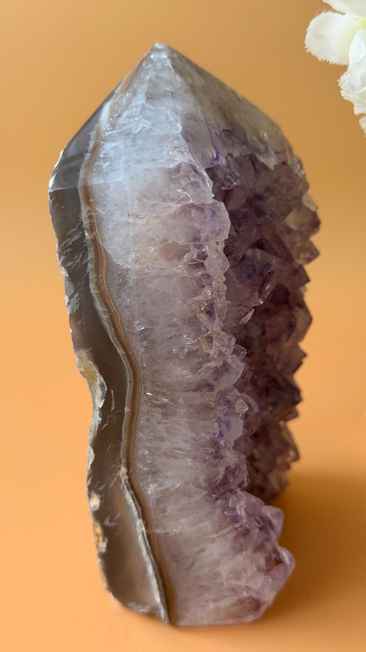 Gemmy Drusy Amethyst Tower with Orca Agate
