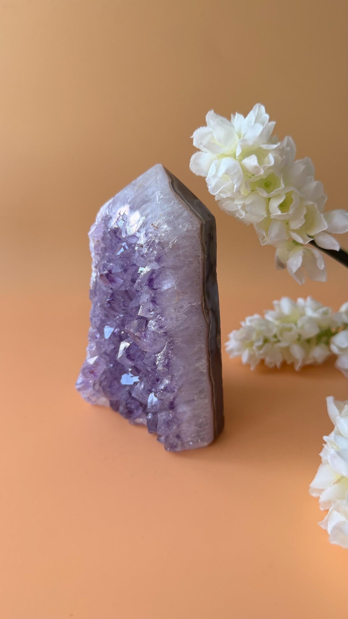 Gemmy Drusy Amethyst Tower with Orca Agate