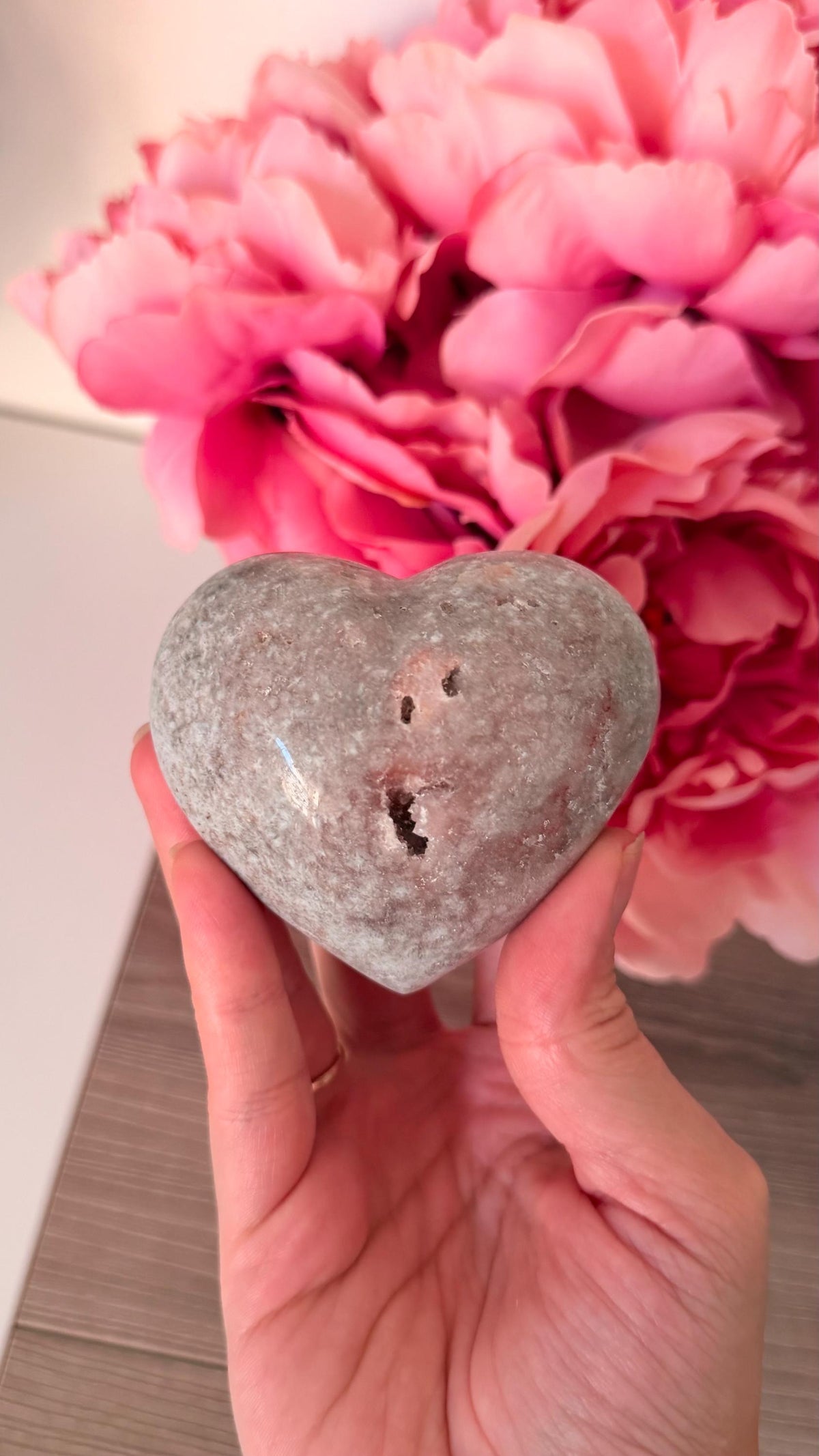 Puffy Drusy Pink Amethyst heart