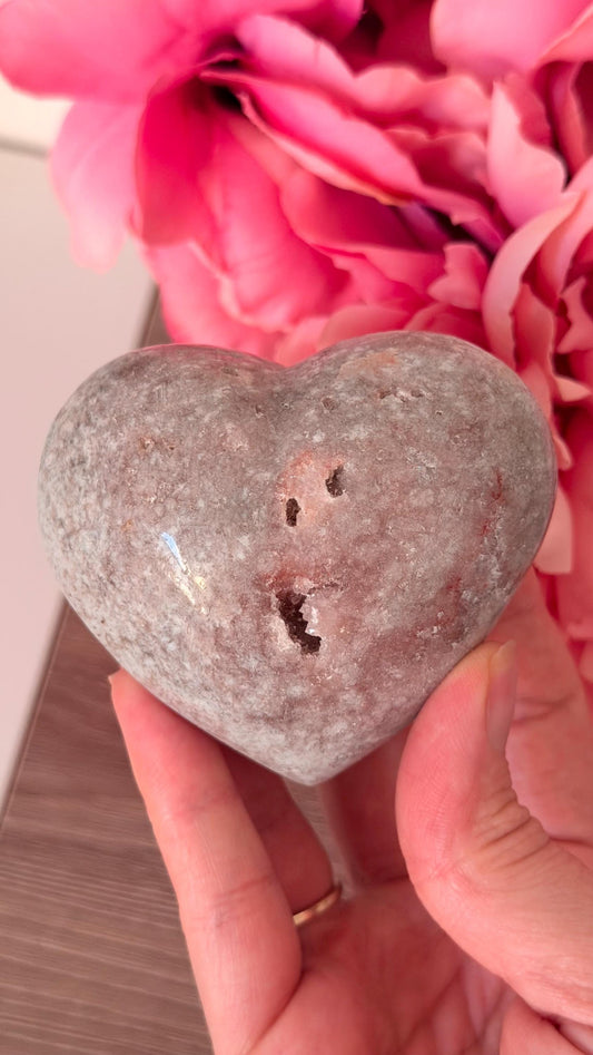 Puffy Drusy Pink Amethyst heart