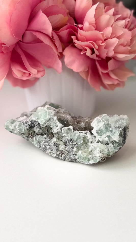 RARE Green Fluorite Specimen/ Fluorite Crystal/ Fluorite Specimen/ Fluorite Cube/ Tumbled Fluorite